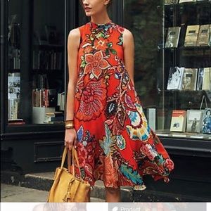 Anthropologie Maeve Orange Silk Dress